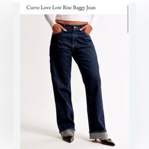 new with tag abercrombie Curve Love Low Rise Baggy Jean - Dark Blue